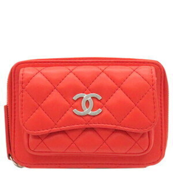 Chanel Handbags - Chanel chain Shoulder Bag red coral leather pocket pochette classic